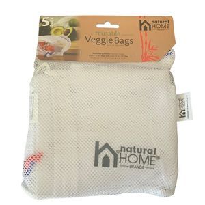 Natural Home Brands Reusable Produce Bags with Drawstrings WP76 Pack of 5 - NEW